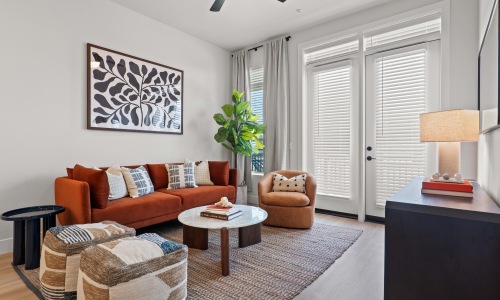 living area with easy access to other rooms