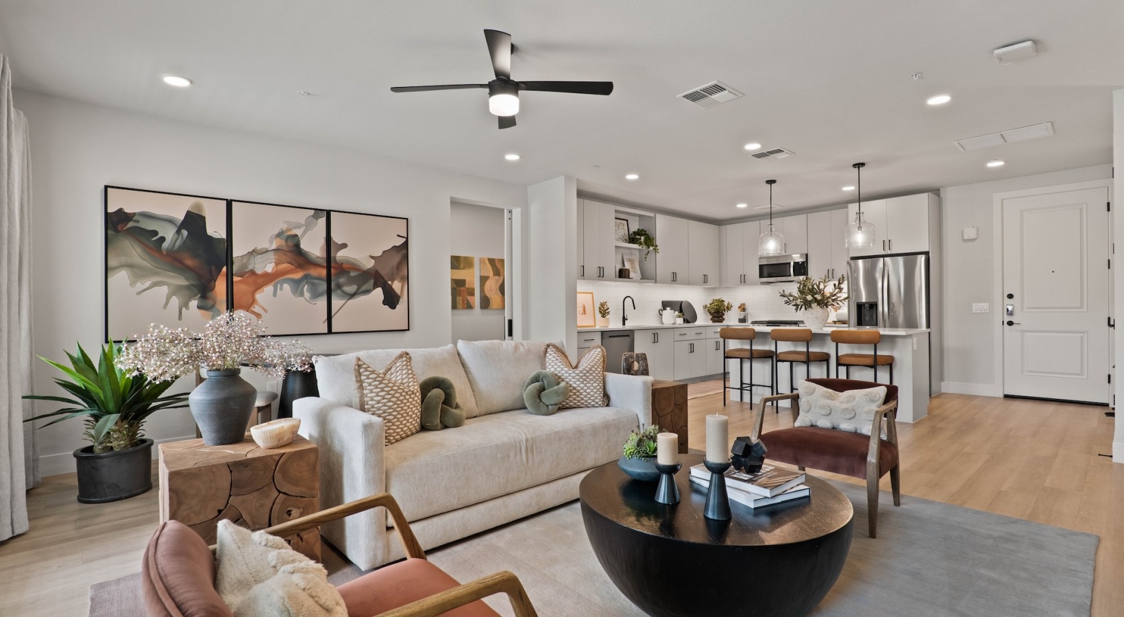 Open space living area with natural lighting