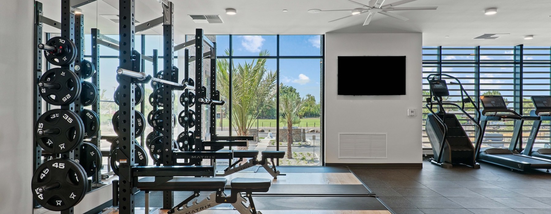 a gym with exercise equipment